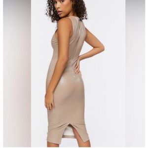 🎁NWT Forever 21 Tan Goat sleeveless MIDI Dress- Small
